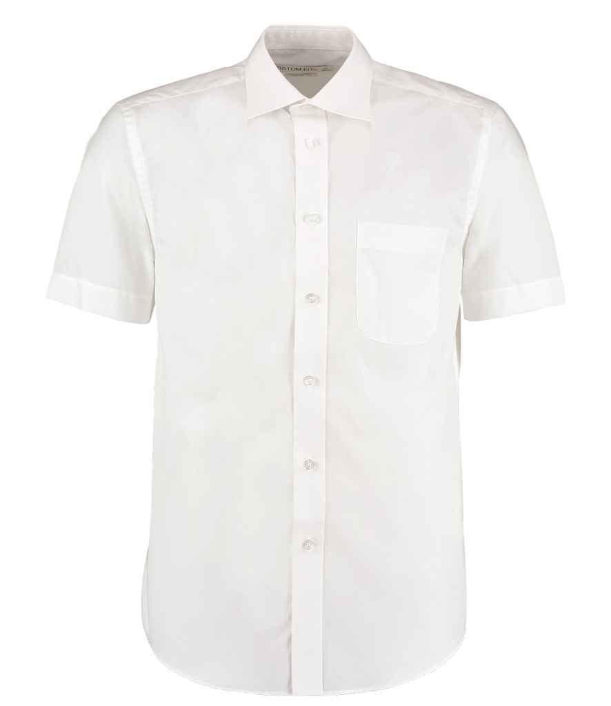 Kustom Kit Short Sleeve Classic Fit Business Shirt in White by Kustom Kit — Custom branded clothing by Print Press, featuring premium embroidery produced in our specialist print lab in the UK.