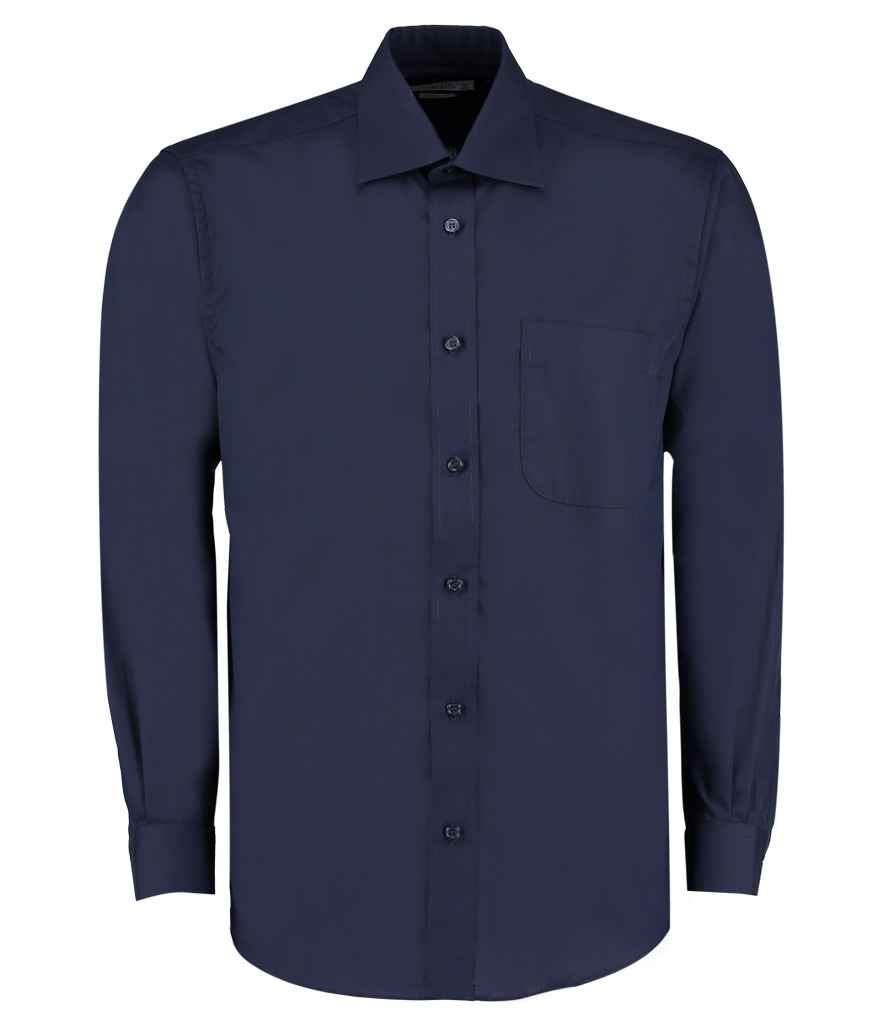 Kustom Kit Long Sleeve Classic Fit Business Shirt in Dark Navy by Kustom Kit — Custom branded clothing by Print Press, featuring premium embroidery produced in our specialist print lab in the UK.