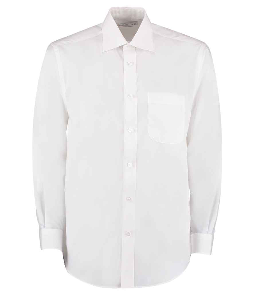 Kustom Kit Long Sleeve Classic Fit Business Shirt in White by Kustom Kit — Custom branded clothing by Print Press, featuring premium embroidery produced in our specialist print lab in the UK.