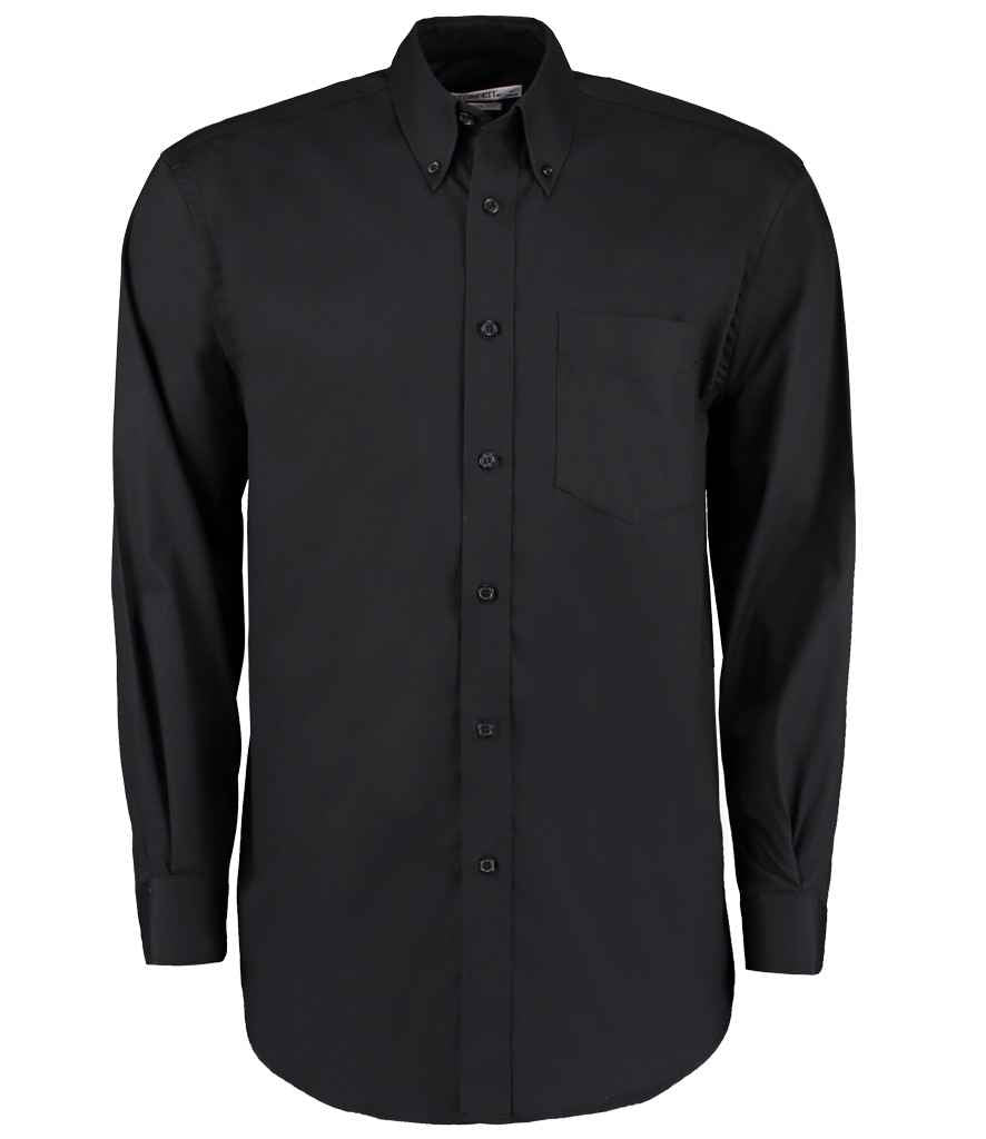 Kustom Kit Premium Long Sleeve Classic Fit Oxford Shirt in Black by Kustom Kit — Custom branded clothing by Print Press, featuring premium embroidery produced in our specialist print lab in the UK.