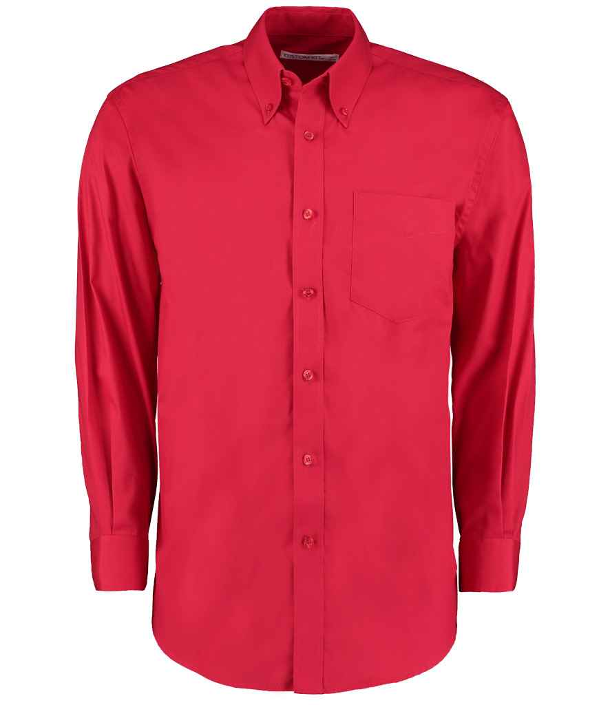Kustom Kit Premium Long Sleeve Classic Fit Oxford Shirt - (2nd Colours) in Red by Kustom Kit — Custom branded clothing by Print Press, featuring premium embroidery produced in our specialist print lab in the UK.