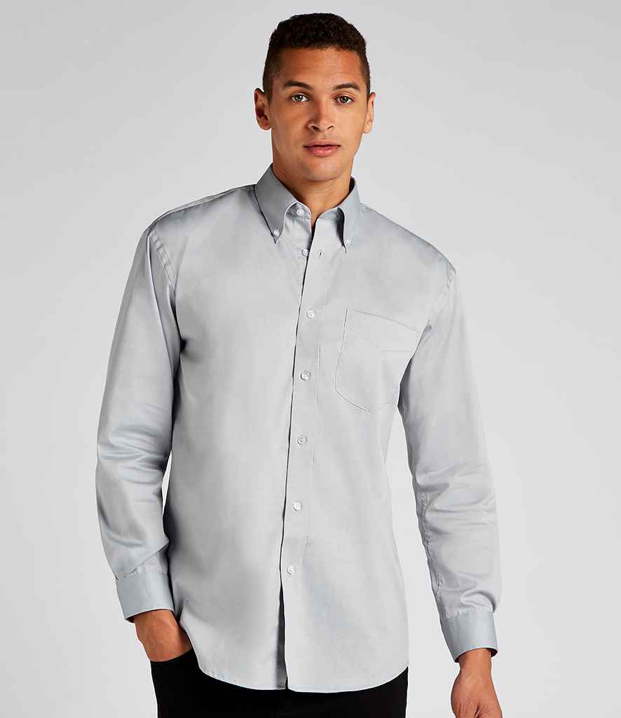 Kustom Kit Premium Long Sleeve Classic Fit Oxford Shirt - (2nd Colours) in Silver by Kustom Kit — Custom branded clothing by Print Press, featuring premium embroidery produced in our specialist print lab in the UK.