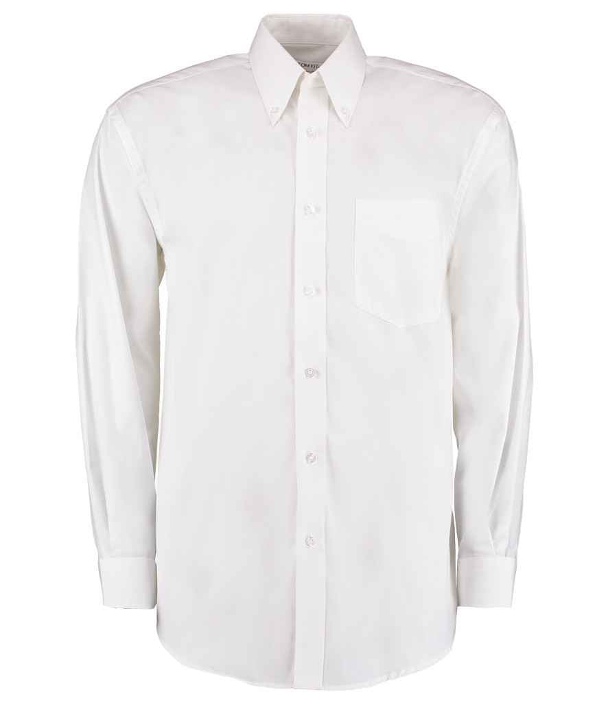 Kustom Kit Premium Long Sleeve Classic Fit Oxford Shirt in White by Kustom Kit — Custom branded clothing by Print Press, featuring premium embroidery produced in our specialist print lab in the UK.