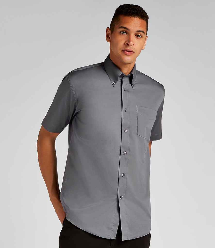 Kustom Kit Premium Short Sleeve Classic Fit Oxford Shirt (2nd Colours) in Charcoal by Kustom Kit — Custom branded clothing by Print Press, featuring premium embroidery produced in our specialist print lab in the UK.