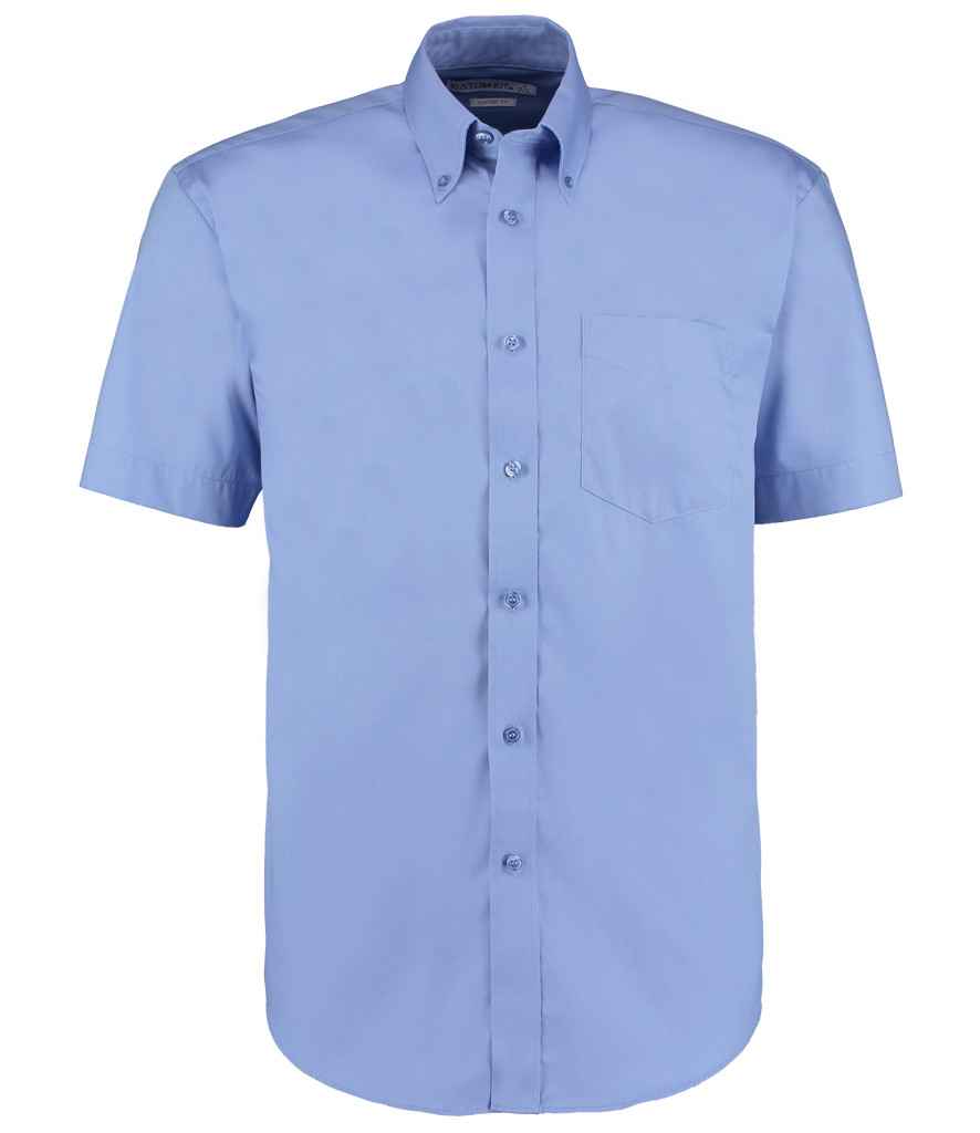 Kustom Kit Premium Short Sleeve Classic Fit Oxford Shirt (2nd Colours) in Mid Blue by Kustom Kit — Custom branded clothing by Print Press, featuring premium embroidery produced in our specialist print lab in the UK.