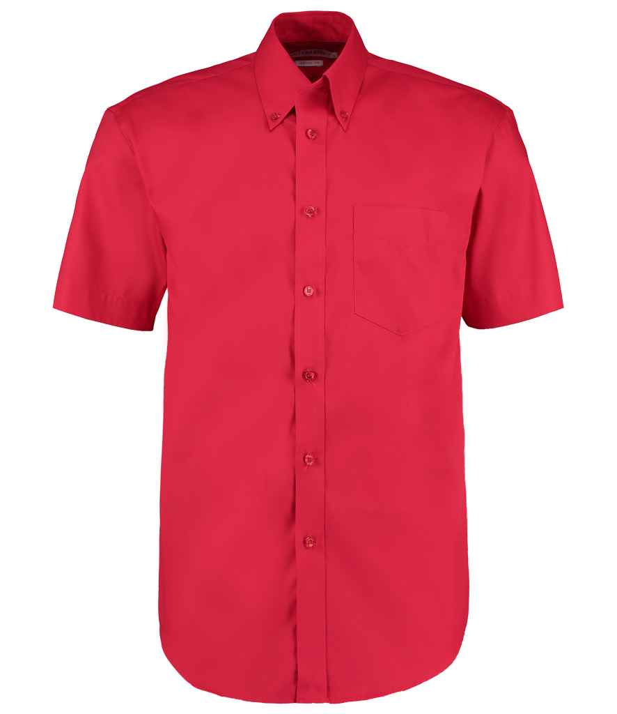 Kustom Kit Premium Short Sleeve Classic Fit Oxford Shirt in Red by Kustom Kit — Custom branded clothing by Print Press, featuring premium embroidery produced in our specialist print lab in the UK.