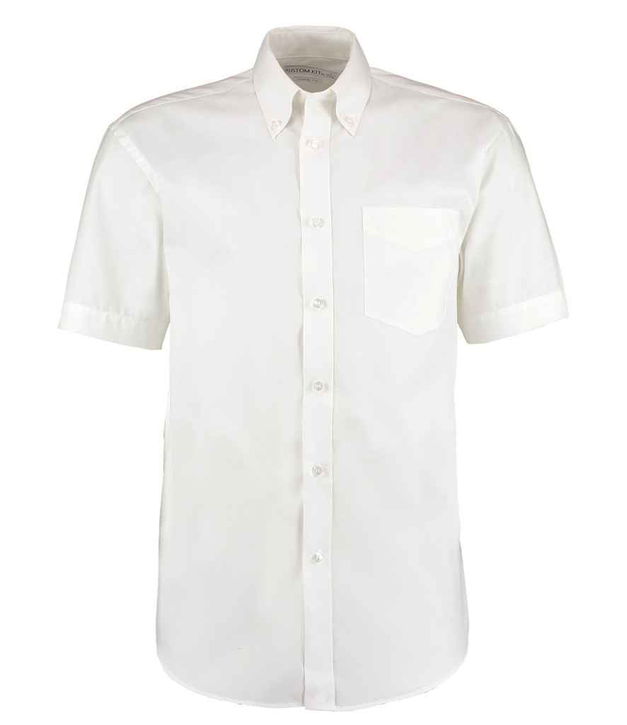 Kustom Kit Premium Short Sleeve Classic Fit Oxford Shirt in White by Kustom Kit — Custom branded clothing by Print Press, featuring premium embroidery produced in our specialist print lab in the UK.