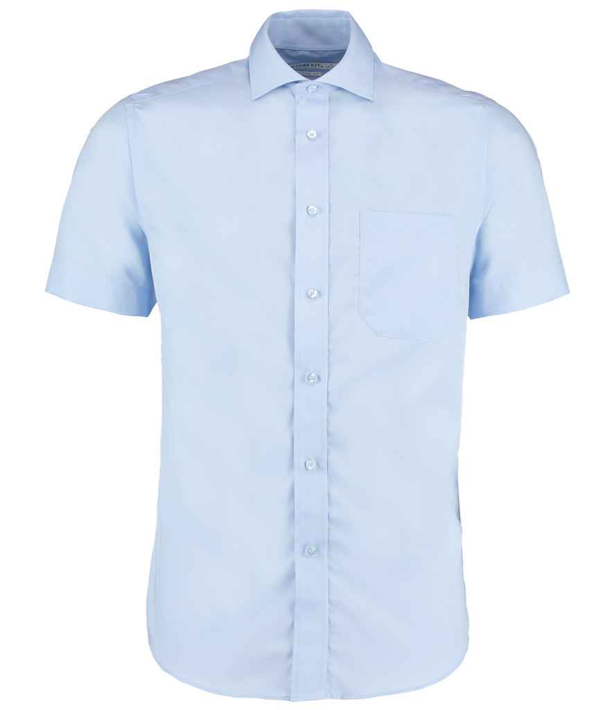 Kustom Kit Premium Short Sleeve Classic Fit Non-Iron Shirt in Light Blue by Kustom Kit — Custom branded clothing by Print Press, featuring premium embroidery produced in our specialist print lab in the UK.