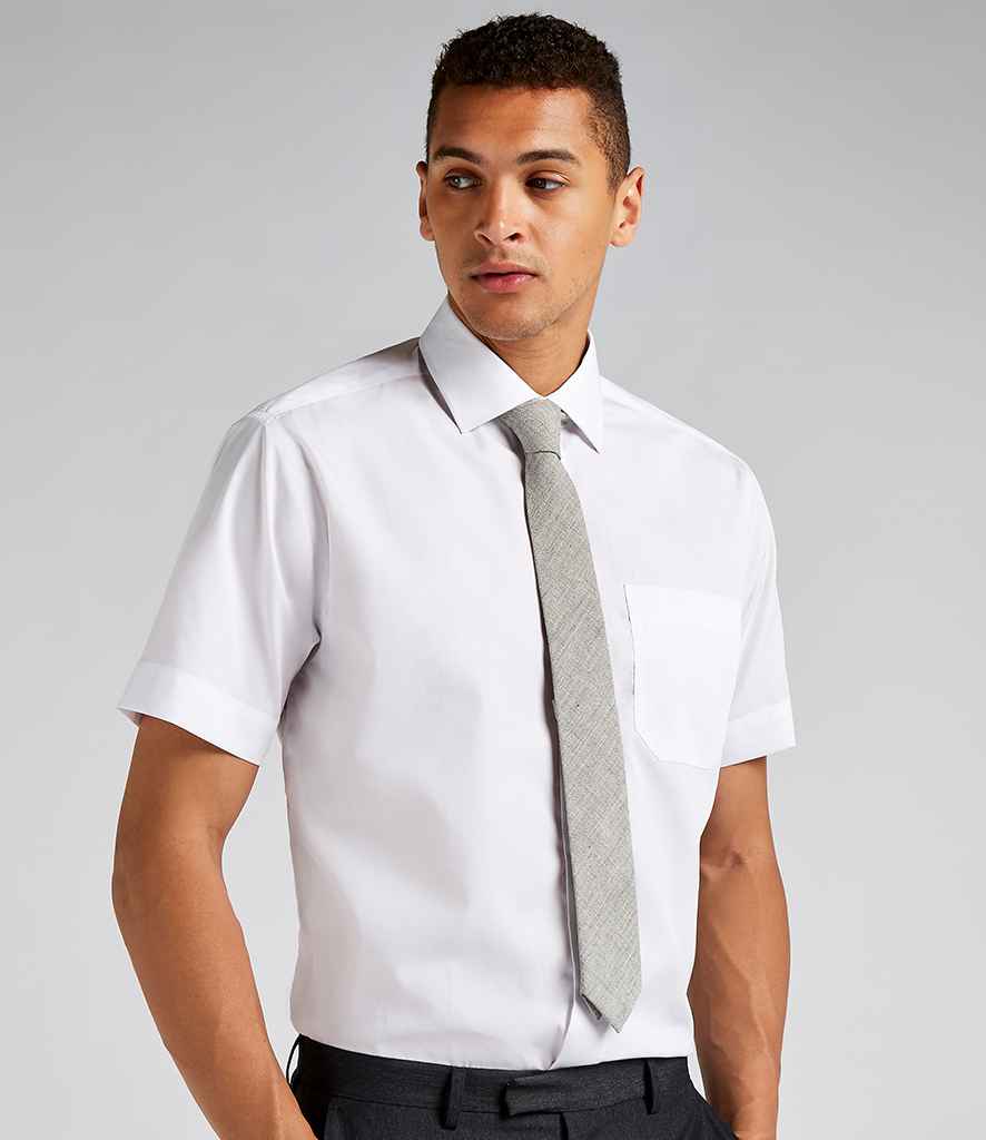 Kustom Kit Premium Short Sleeve Classic Fit Non-Iron Shirt in White by Kustom Kit — Custom branded clothing by Print Press, featuring premium embroidery produced in our specialist print lab in the UK.