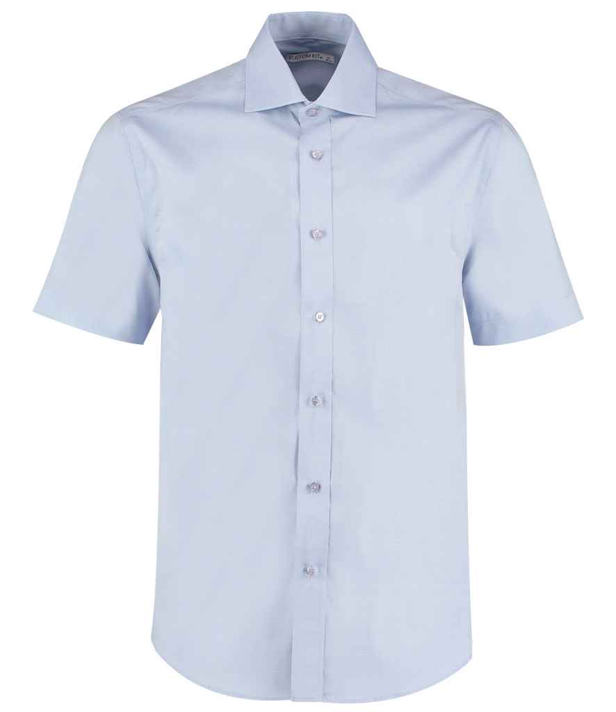 Kustom Kit Premium Short Sleeve Classic Fit Oxford Shirt in Light Blue by Kustom Kit — Custom branded clothing by Print Press, featuring premium embroidery produced in our specialist print lab in the UK.