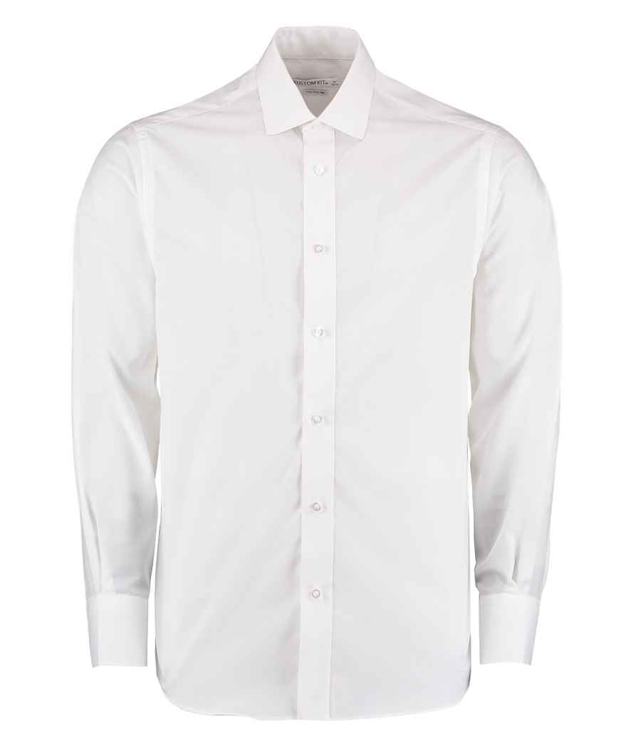 Kustom Kit Long Sleeve Tailored Business Shirt in White by Kustom Kit — Custom branded clothing by Print Press, featuring premium embroidery produced in our specialist print lab in the UK.