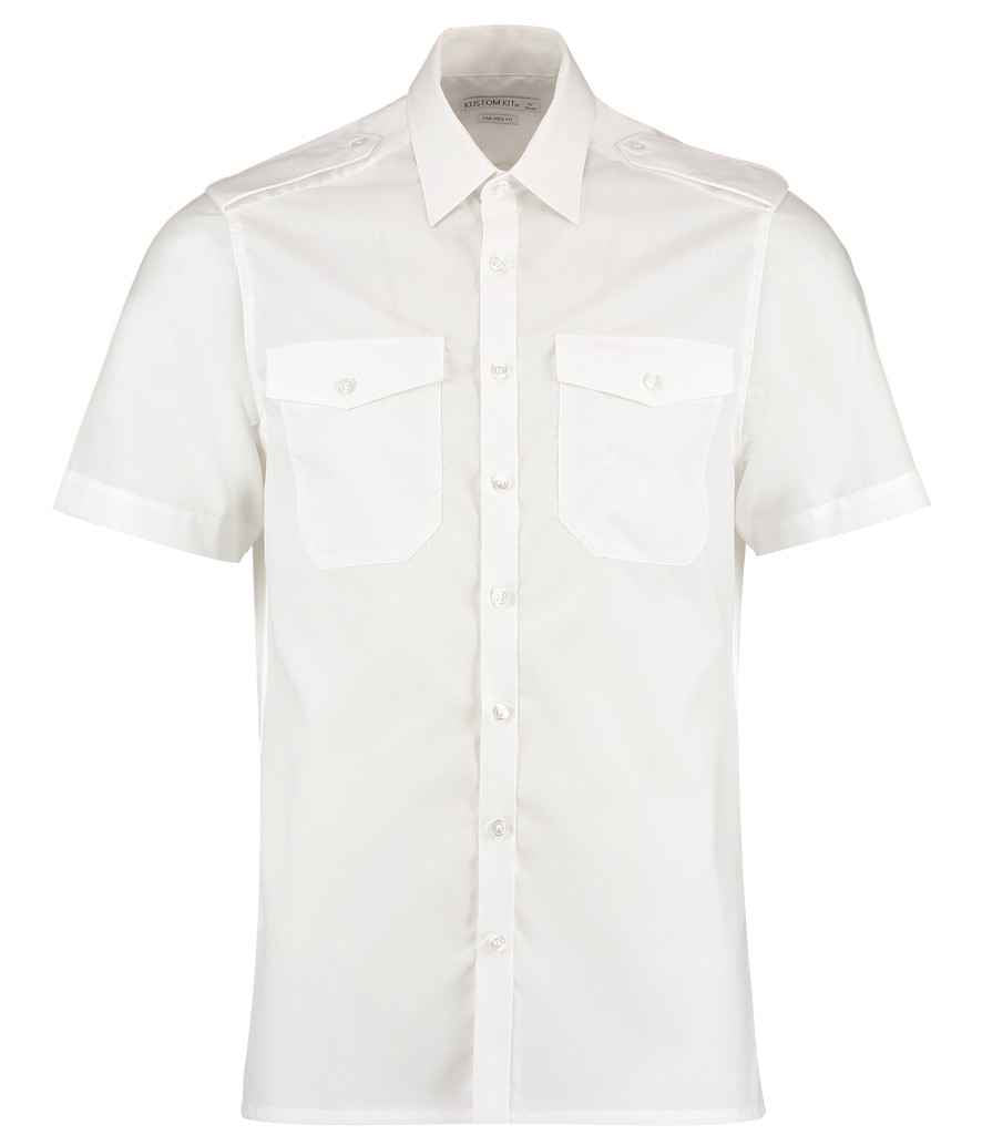 Kustom Kit Short Sleeve Tailored Pilot Shirt in by Kustom Kit — Custom branded clothing by Print Press, featuring premium embroidery produced in our specialist print lab in the UK.