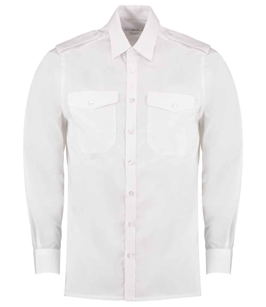 Kustom Kit Long Sleeve Tailored Pilot Shirt in by Kustom Kit — Custom branded clothing by Print Press, featuring premium embroidery produced in our specialist print lab in the UK.