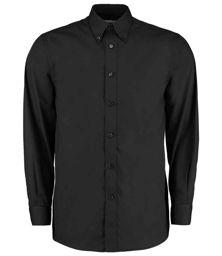 Kustom Kit Long Sleeve Classic Fit Workforce Shirt in Black by Kustom Kit — Custom branded clothing by Print Press, featuring premium embroidery produced in our specialist print lab in the UK.