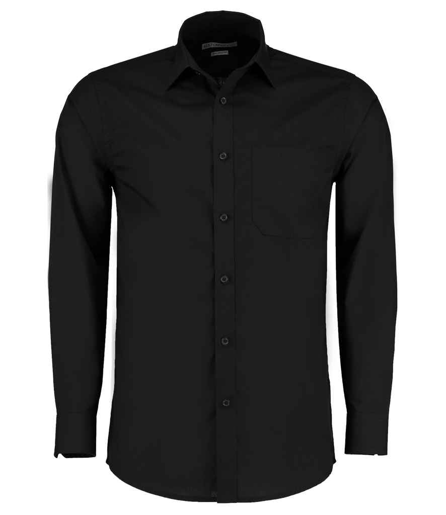 Kustom Kit Long Sleeve Tailored Poplin Shirt - (2nd Colours) in Black by Kustom Kit — Custom branded clothing by Print Press, featuring premium embroidery produced in our specialist print lab in the UK.