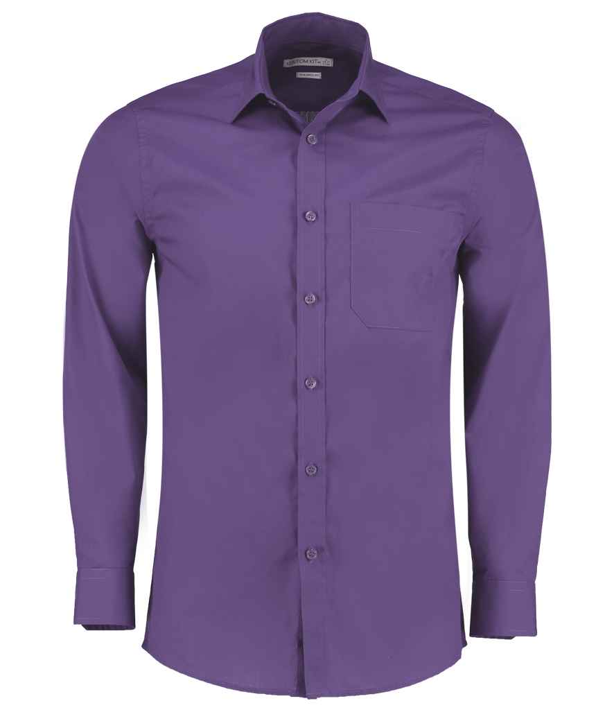 Kustom Kit Long Sleeve Tailored Poplin Shirt in Purple by Kustom Kit — Custom branded clothing by Print Press, featuring premium embroidery produced in our specialist print lab in the UK.