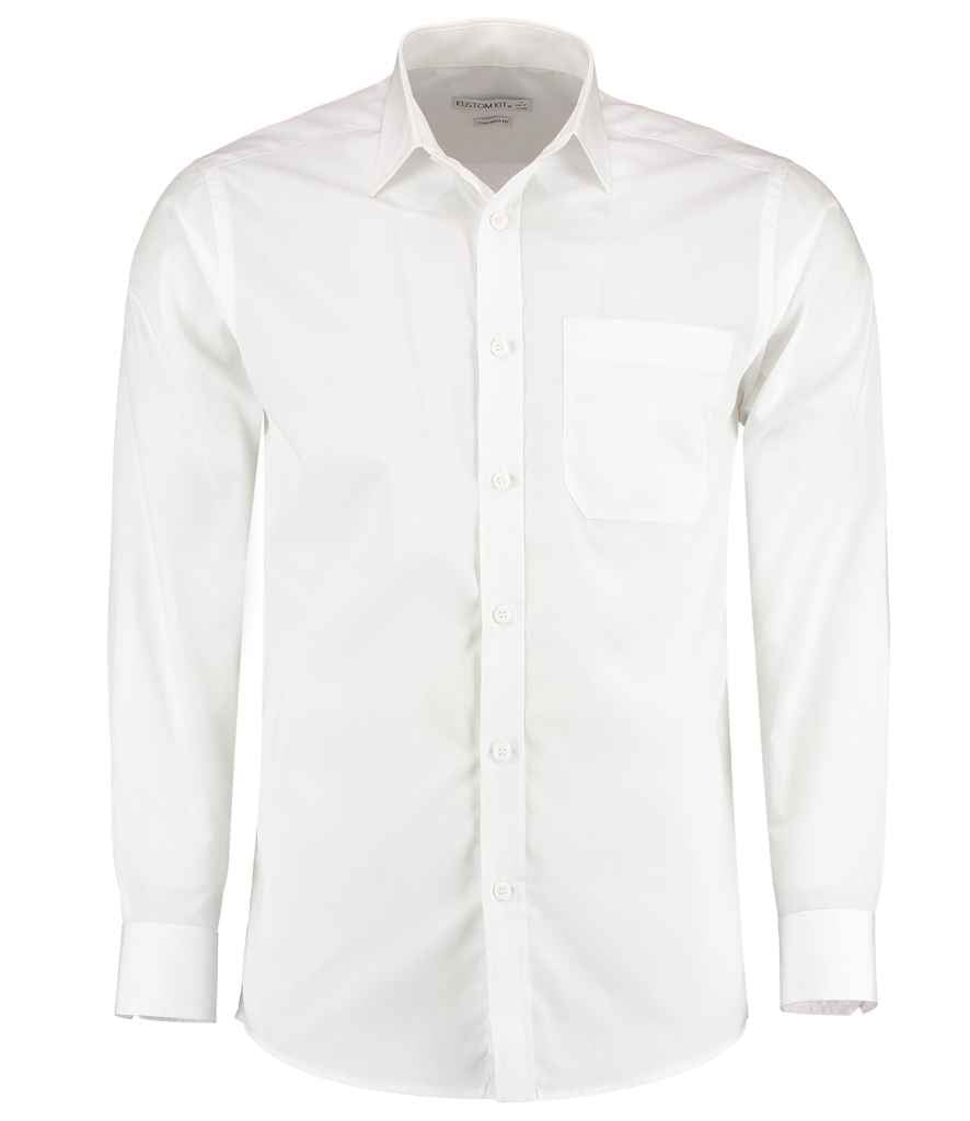 Kustom Kit Long Sleeve Tailored Poplin Shirt in by Kustom Kit — Custom branded clothing by Print Press, featuring premium embroidery produced in our specialist print lab in the UK.