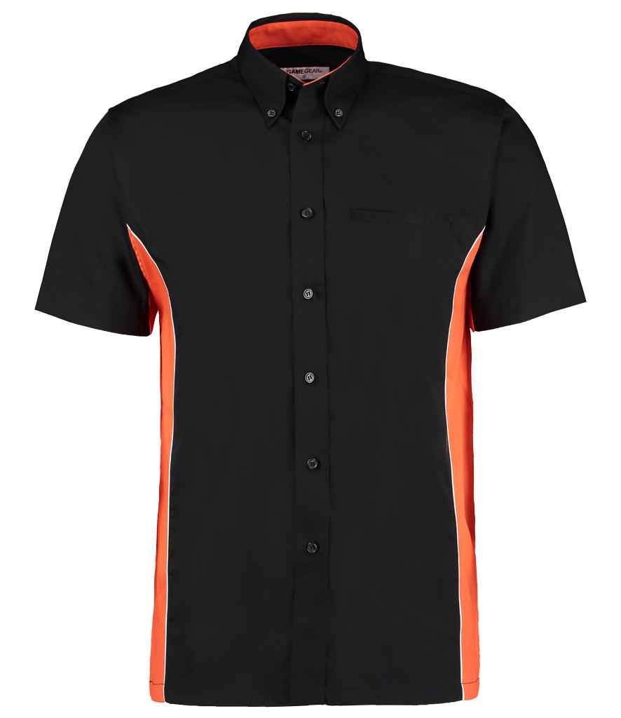 Gamegear Short Sleeve Classic Fit Sportsman Shirt in Black Orange by Gamegear — Custom branded clothing by Print Press, featuring premium embroidery produced in our specialist print lab in the UK.
