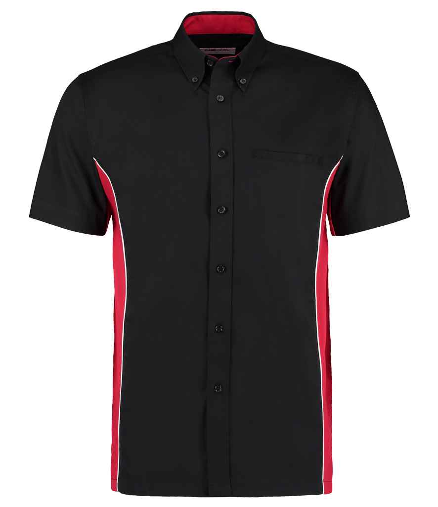 Gamegear Short Sleeve Classic Fit Sportsman Shirt in Black Red by Gamegear — Custom branded clothing by Print Press, featuring premium embroidery produced in our specialist print lab in the UK.