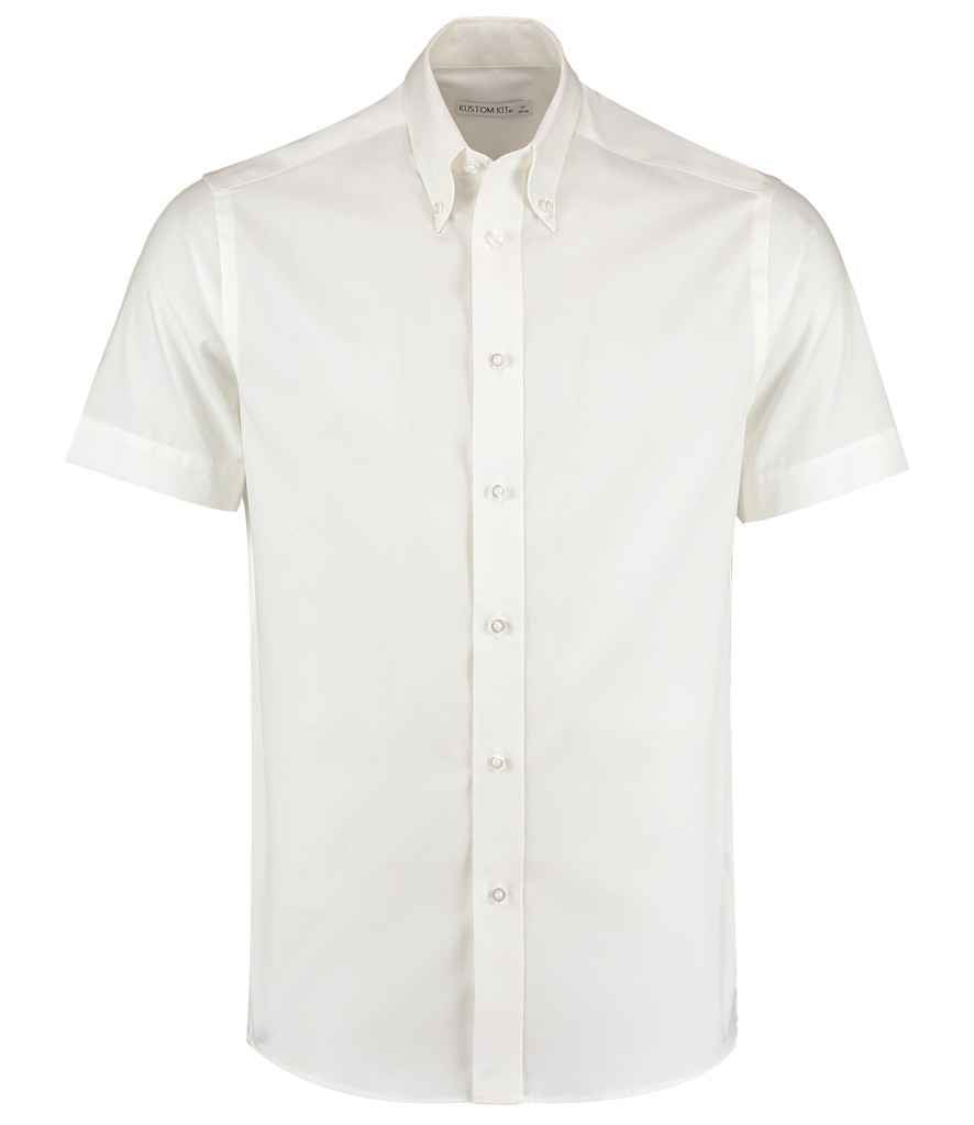 Kustom Kit Premium Short Sleeve Tailored Oxford Shirt in by Kustom Kit — Custom branded clothing by Print Press, featuring premium embroidery produced in our specialist print lab in the UK.