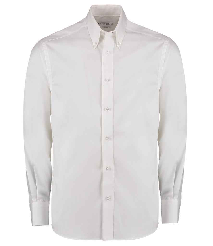 Kustom Kit Premium Long Sleeve Tailored Oxford Shirt in by Kustom Kit — Custom branded clothing by Print Press, featuring premium embroidery produced in our specialist print lab in the UK.