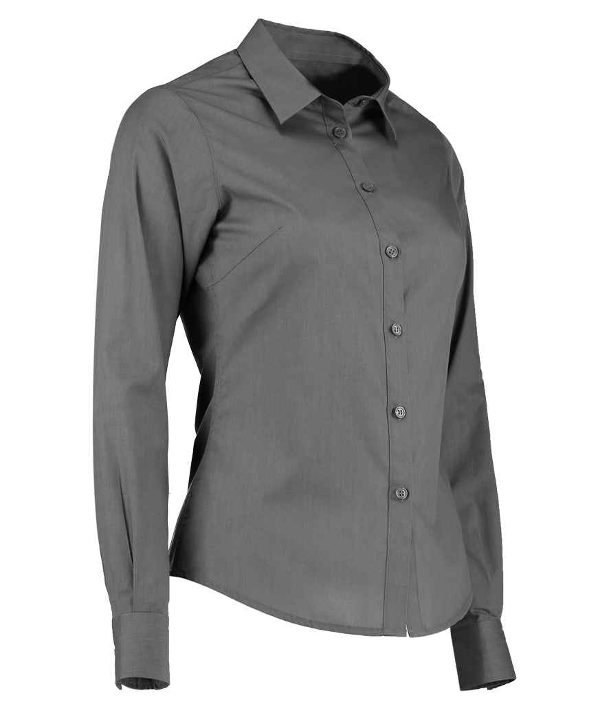Kustom Kit Ladies Long Sleeve Tailored Poplin Shirt in by Kustom Kit — Custom branded clothing by Print Press, featuring premium embroidery produced in our specialist print lab in the UK.