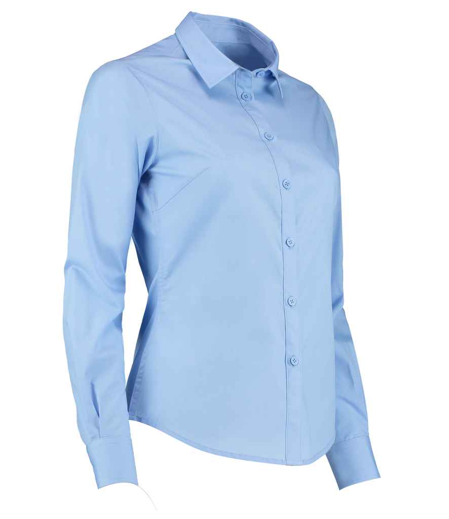 Kustom Kit Ladies Long Sleeve Tailored Poplin Shirt in by Kustom Kit — Custom branded clothing by Print Press, featuring premium embroidery produced in our specialist print lab in the UK.