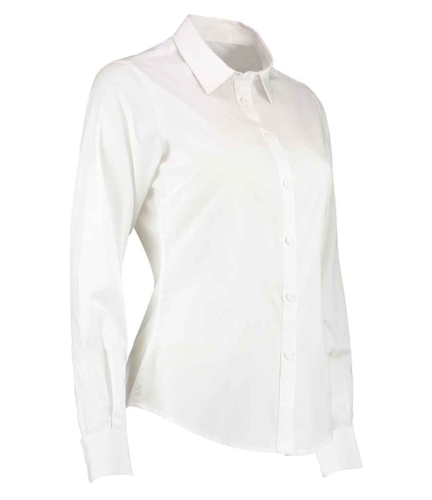 Kustom Kit Ladies Long Sleeve Tailored Poplin Shirt in by Kustom Kit — Custom branded clothing by Print Press, featuring premium embroidery produced in our specialist print lab in the UK.