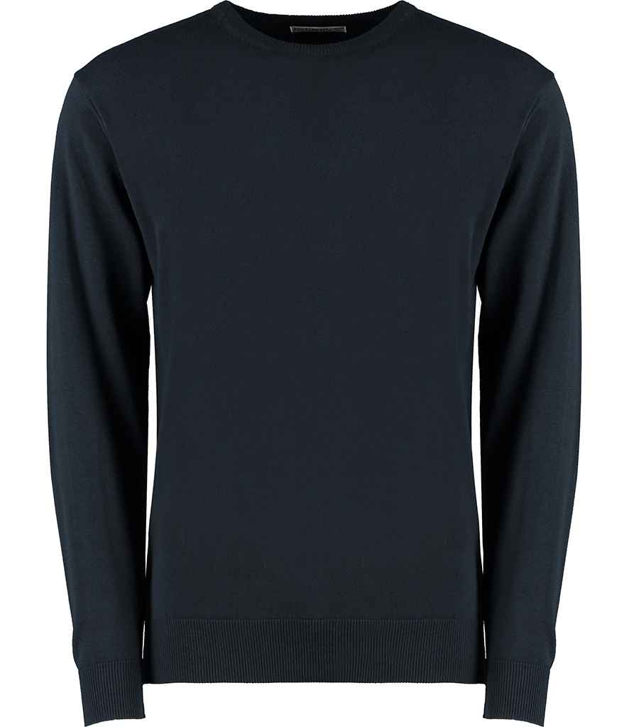 Kustom Kit Arundel Crew Neck Sweater in Navy by Kustom Kit — Custom branded clothing by Print Press, featuring premium embroidery produced in our specialist print lab in the UK.