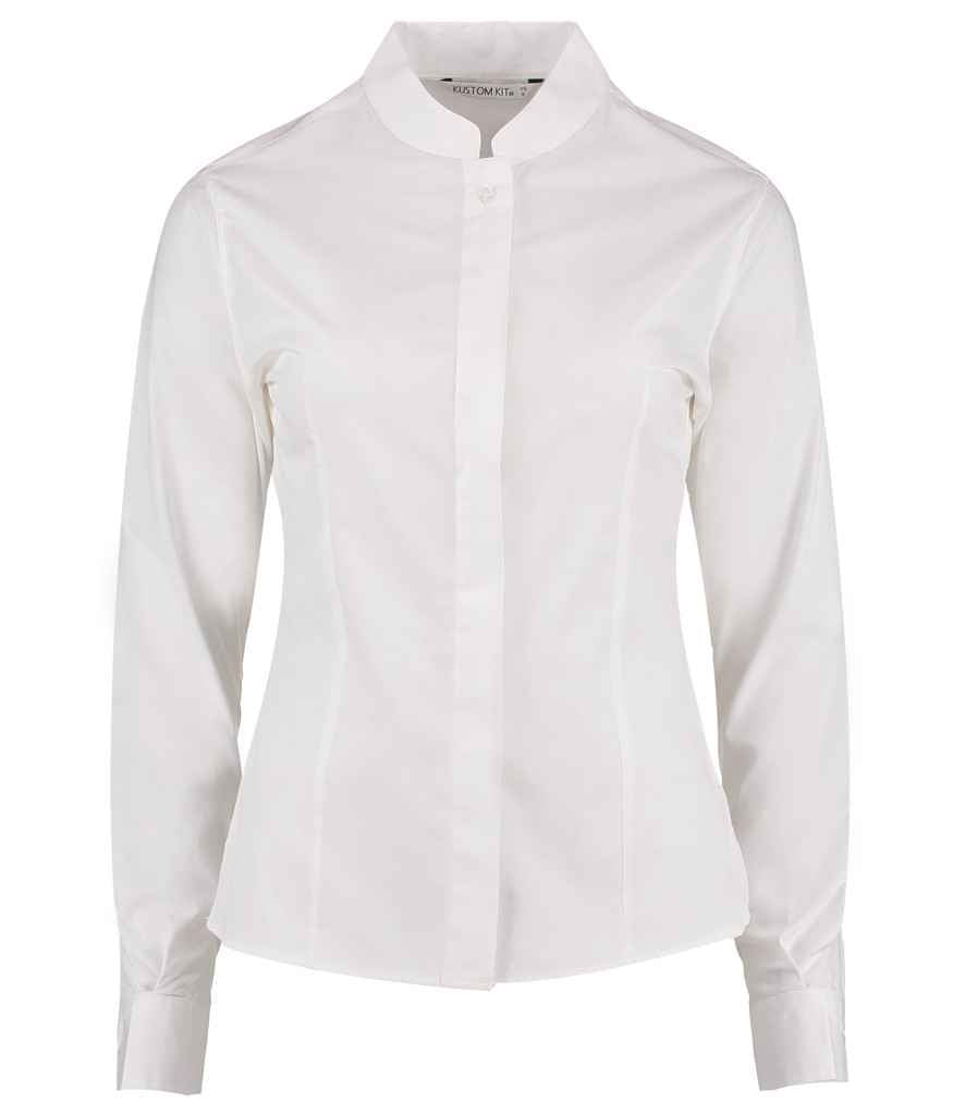 Kustom Kit Ladies Long Sleeve Tailored Mandarin Collar Shirt in by Kustom Kit — Custom branded clothing by Print Press, featuring premium embroidery produced in our specialist print lab in the UK.