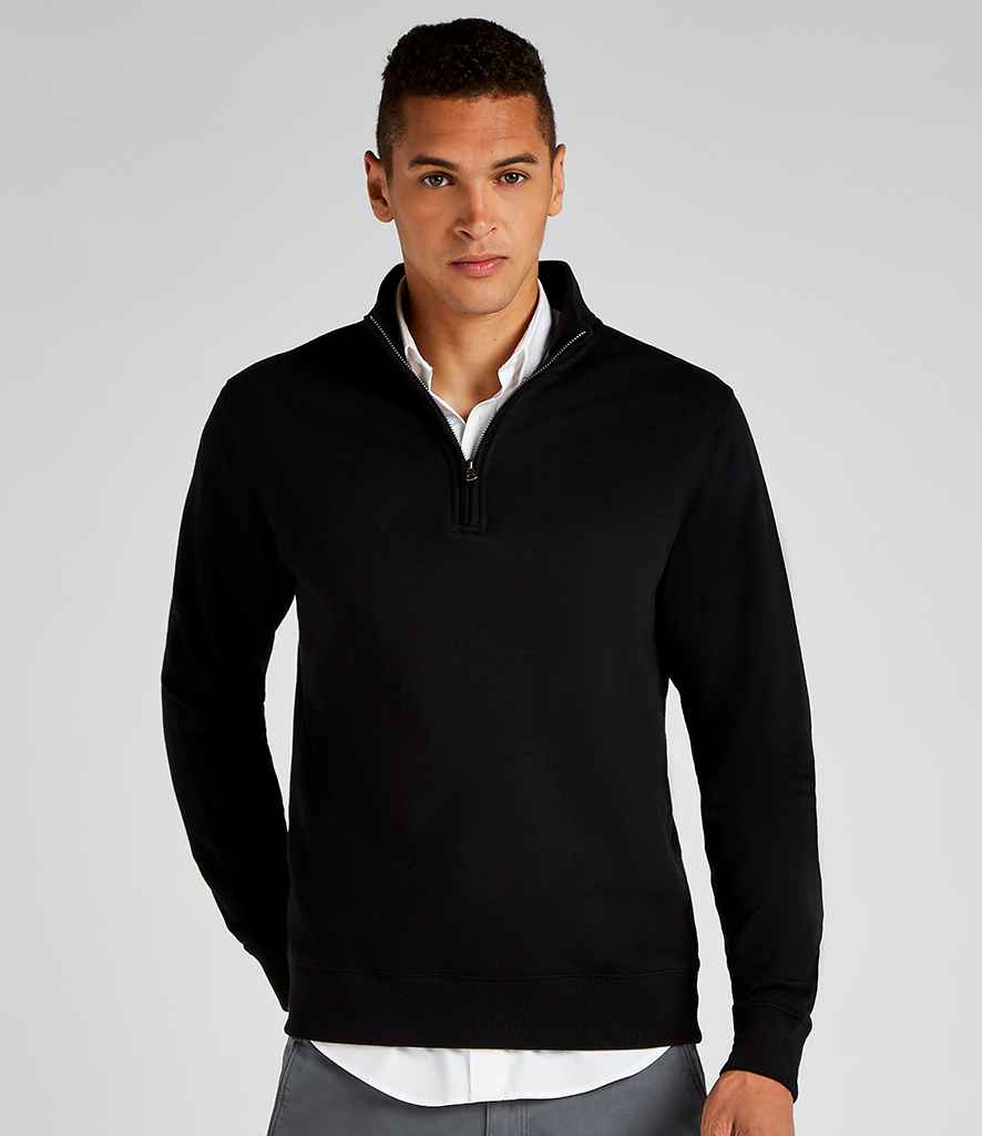 Kustom Kit 1/4 Zip Sweatshirt in Black by Kustom Kit — Custom branded clothing by Print Press, featuring premium embroidery produced in our specialist print lab in the UK.