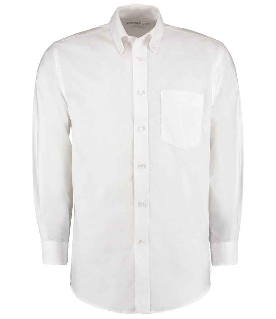 Kustom Kit Long Sleeve Classic Fit Workwear Oxford Shirt in White by Kustom Kit — Custom branded clothing by Print Press, featuring premium embroidery produced in our specialist print lab in the UK.