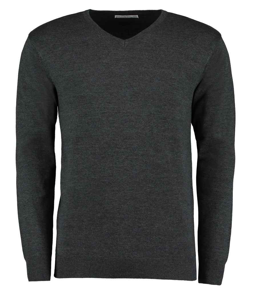 Kustom Kit Arundel Cotton Acrylic V Neck Sweater in Graphite Grey by Kustom Kit — Custom branded clothing by Print Press, featuring premium embroidery produced in our specialist print lab in the UK.