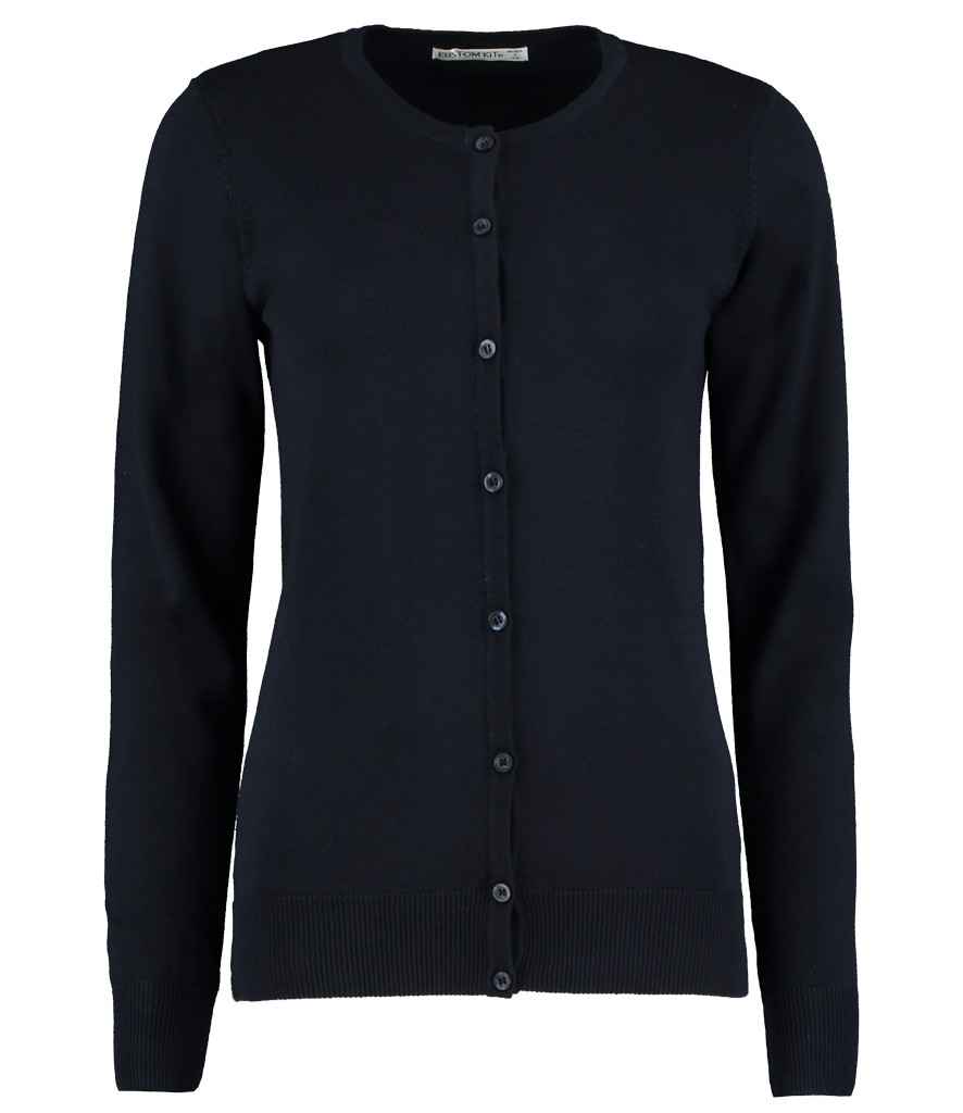Kustom Kit Ladies Arundel Round Neck Cardigan in Navy by Kustom Kit — Custom branded clothing by Print Press, featuring premium embroidery produced in our specialist print lab in the UK.