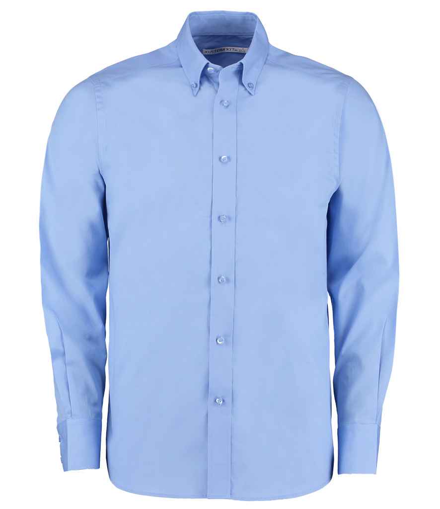 Kustom Kit Long Sleeve Tailored City Business Shirt in Light Blue by Kustom Kit — Custom branded clothing by Print Press, featuring premium embroidery produced in our specialist print lab in the UK.