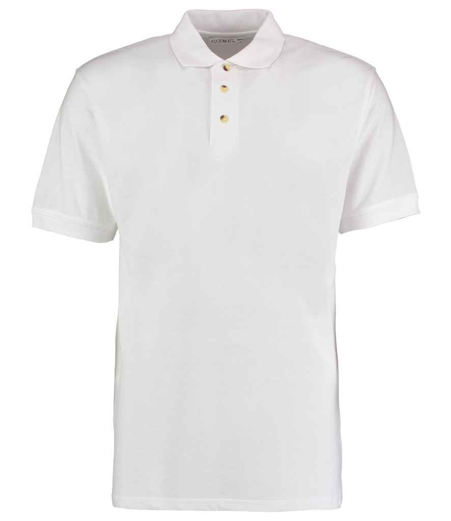Kustom Kit Workwear Pique Polo Shirt in White by Kustom Kit — Custom branded clothing by Print Press, featuring premium embroidery produced in our specialist print lab in the UK.