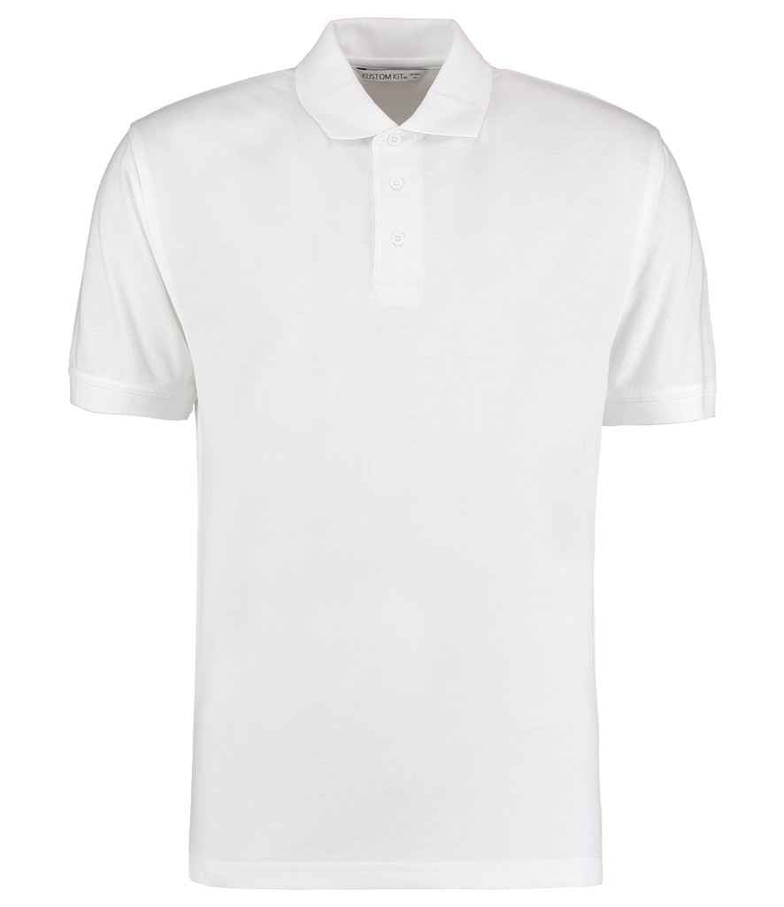 Kustom Kit Klassic Poly/Cotton Pique Polo Shirt in White by Kustom Kit — Custom branded clothing by Print Press, featuring premium embroidery produced in our specialist print lab in the UK.