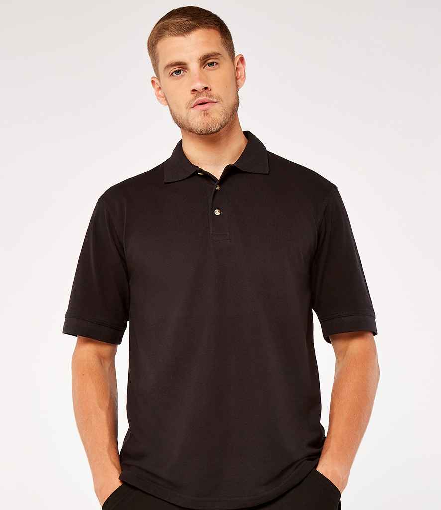 Kustom Kit Chunky Poly/Cotton Pique Polo Shirt in Black by Kustom Kit — Custom branded clothing by Print Press, featuring premium embroidery produced in our specialist print lab in the UK.