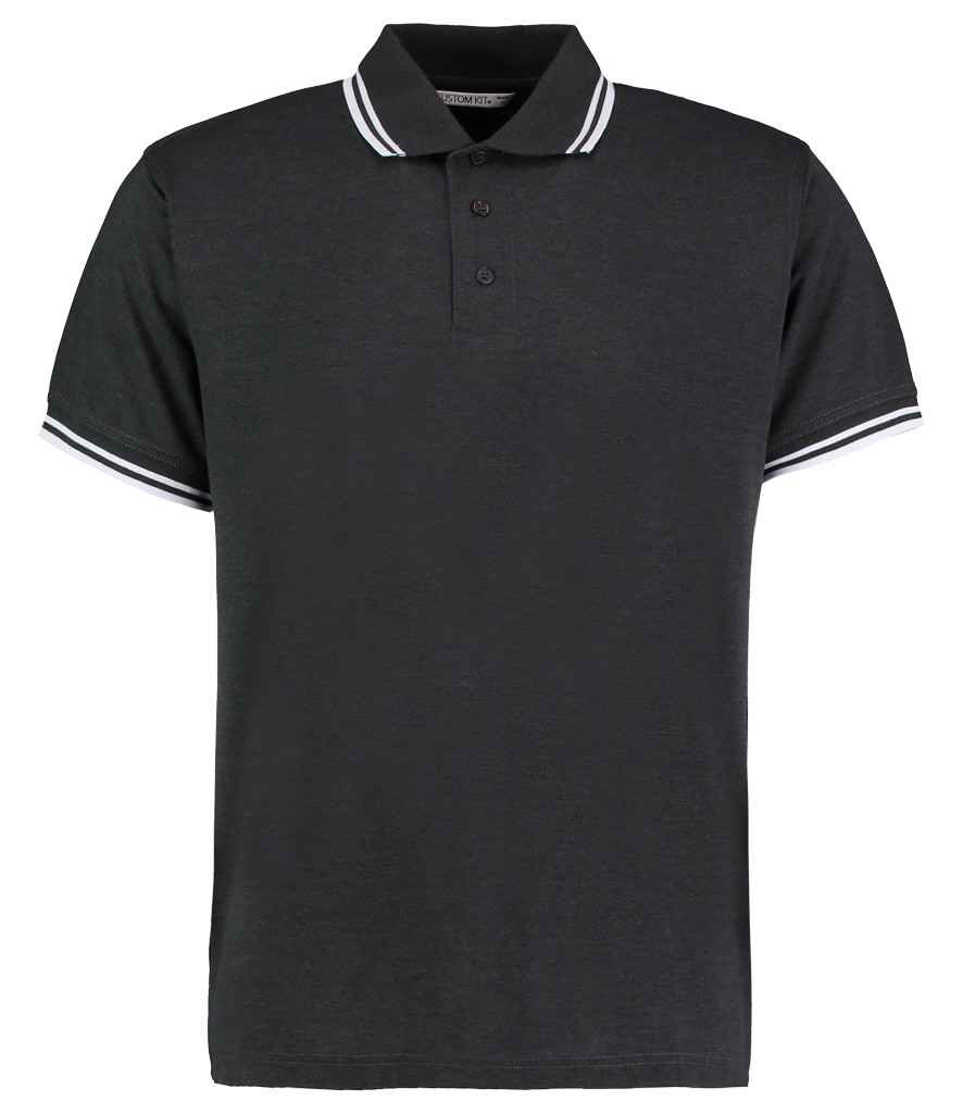 Kustom Kit Contrast Tipped Poly/Cotton Pique Polo Shirt in Graphite Grey White by Kustom Kit — Custom branded clothing by Print Press, featuring premium embroidery produced in our specialist print lab in the UK.