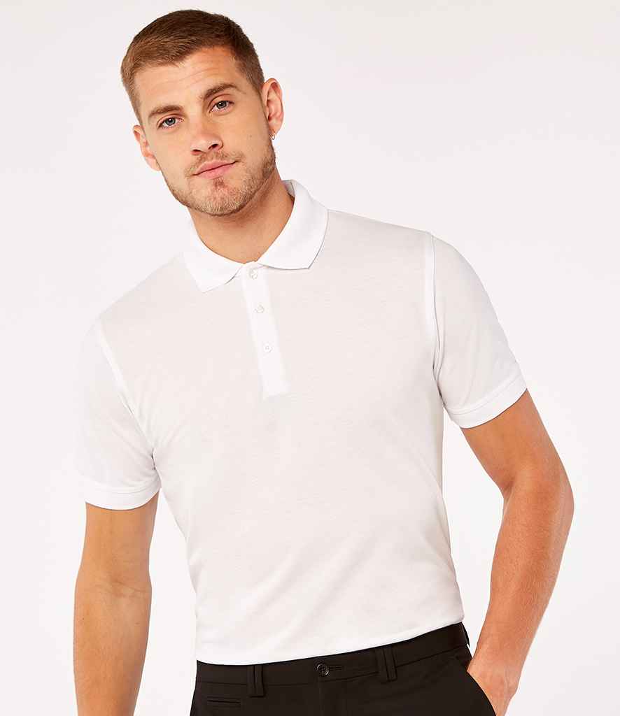Kustom Kit Klassic Slim Fit Poly/Cotton Pique Polo Shirt in White by Kustom Kit — Custom branded clothing by Print Press, featuring premium embroidery produced in our specialist print lab in the UK.