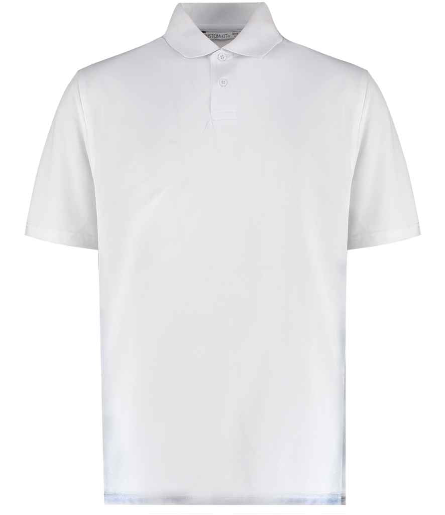 Kustom Kit Regular Fit Cooltex Plus Pique Polo Shirt in White by Kustom Kit — Custom branded clothing by Print Press, featuring premium embroidery produced in our specialist print lab in the UK.