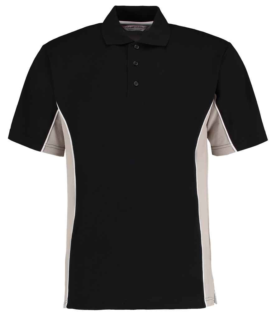 Kustom Kit Track Poly/Cotton Pique Polo Shirt in Black Grey by Kustom Kit — Custom branded clothing by Print Press, featuring premium embroidery produced in our specialist print lab in the UK.