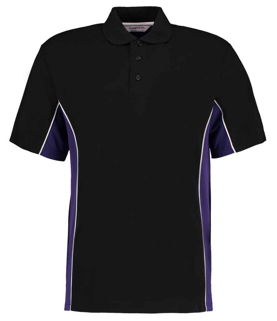 Kustom Kit Track Poly/Cotton Pique Polo Shirt in Black Purple by Kustom Kit — Custom branded clothing by Print Press, featuring premium embroidery produced in our specialist print lab in the UK.