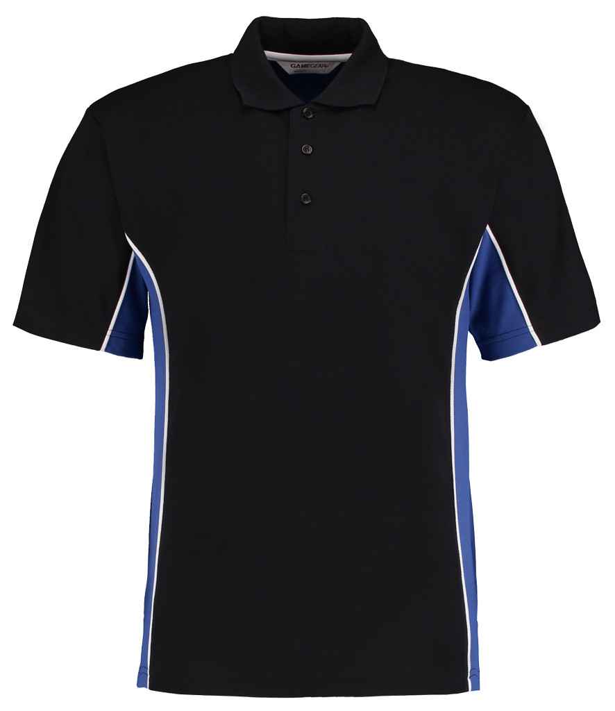 Kustom Kit Track Poly/Cotton Pique Polo Shirt in Black Royal Blue by Kustom Kit — Custom branded clothing by Print Press, featuring premium embroidery produced in our specialist print lab in the UK.