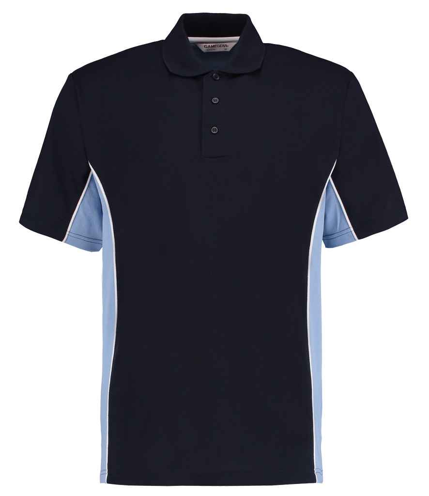 Kustom Kit Track Poly/Cotton Pique Polo Shirt in Navy Light Blue by Kustom Kit — Custom branded clothing by Print Press, featuring premium embroidery produced in our specialist print lab in the UK.