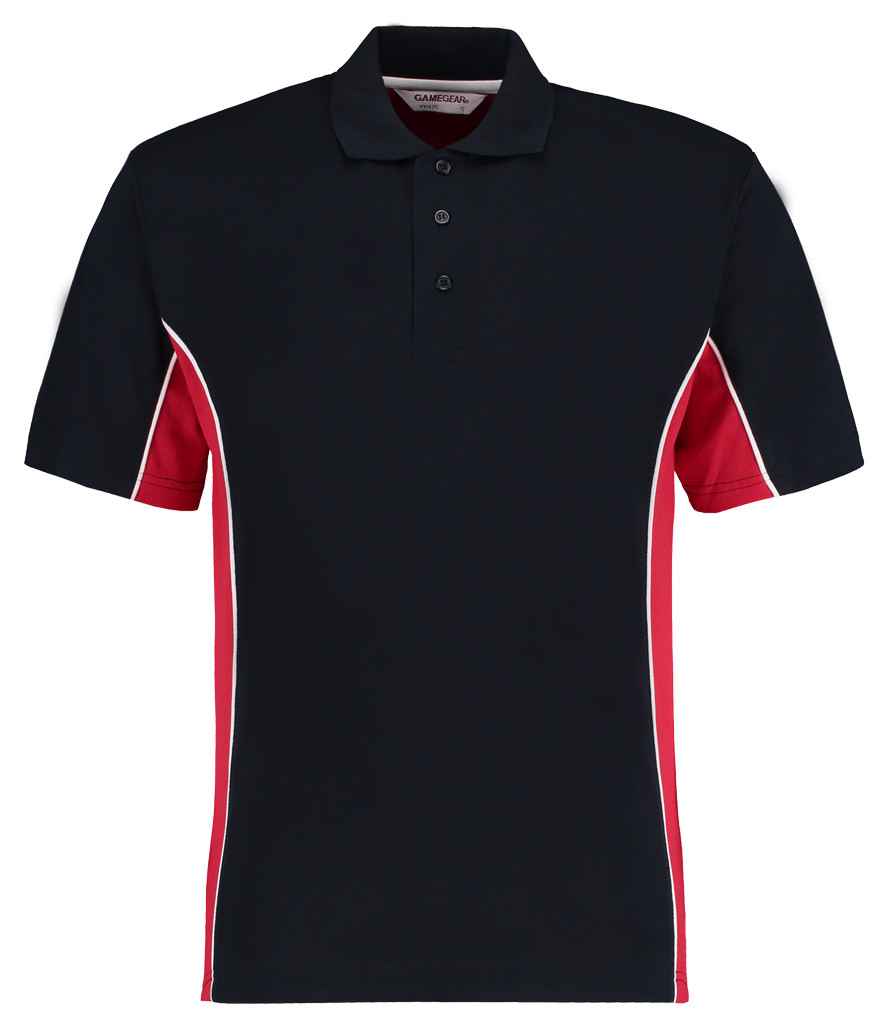 Kustom Kit Track Poly/Cotton Pique Polo Shirt in Navy Red by Kustom Kit — Custom branded clothing by Print Press, featuring premium embroidery produced in our specialist print lab in the UK.