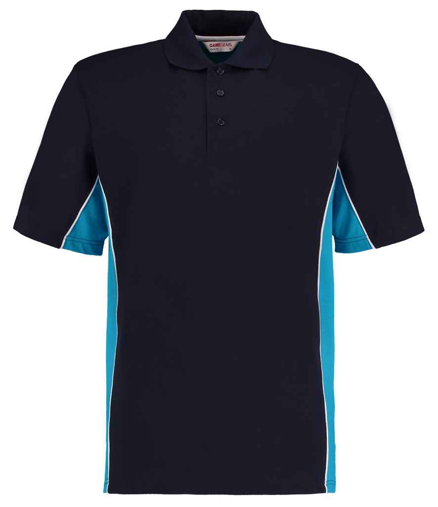 Kustom Kit Track Poly/Cotton Pique Polo Shirt in Navy Turquoise Blue by Kustom Kit — Custom branded clothing by Print Press, featuring premium embroidery produced in our specialist print lab in the UK.