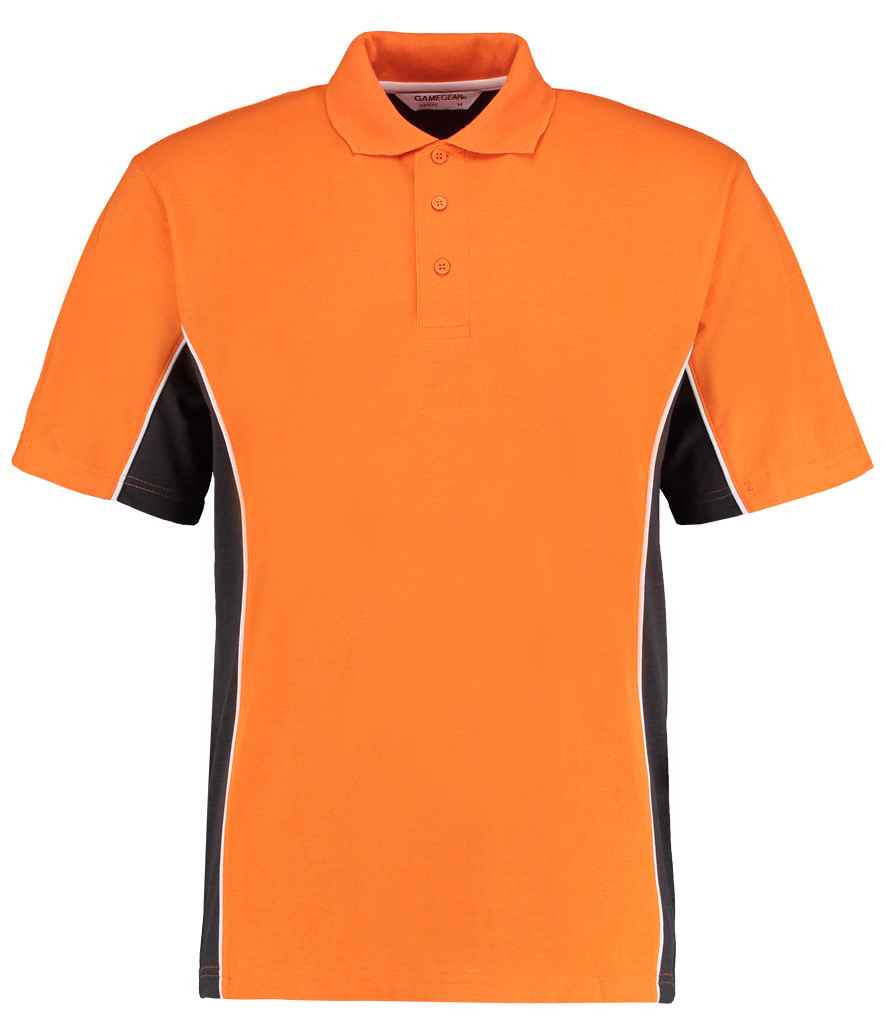 Kustom Kit Track Poly/Cotton Pique Polo Shirt in Orange Graphite Grey by Kustom Kit — Custom branded clothing by Print Press, featuring premium embroidery produced in our specialist print lab in the UK.