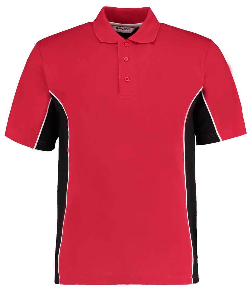 Kustom Kit Track Poly/Cotton Pique Polo Shirt in Red Black by Kustom Kit — Custom branded clothing by Print Press, featuring premium embroidery produced in our specialist print lab in the UK.