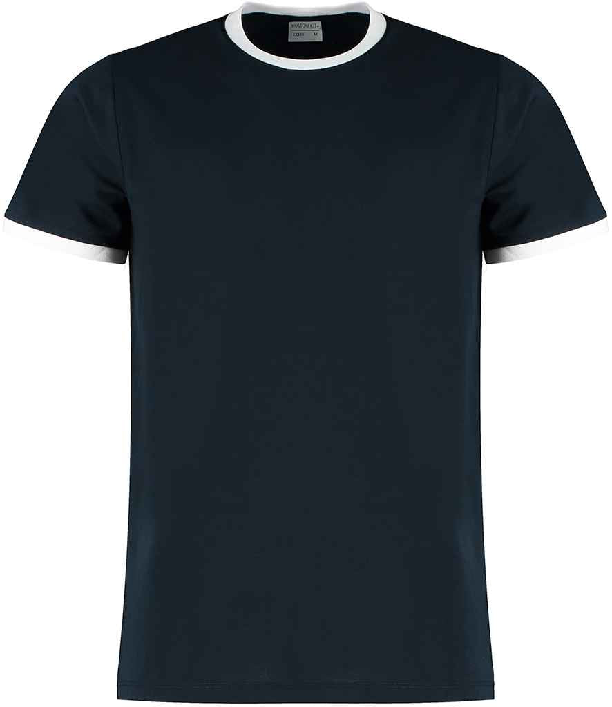 Kustom Kit Fashion Fit Ringer T-Shirt in Navy White by Kustom Kit — Custom branded clothing by Print Press, featuring premium embroidery produced in our specialist print lab in the UK.